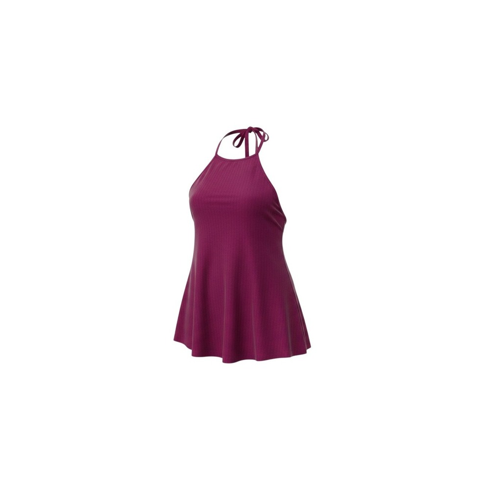 rue21 Halter Top Womens Small Purple Ribbed Sleeveless Flowy A-Line Tie Neck